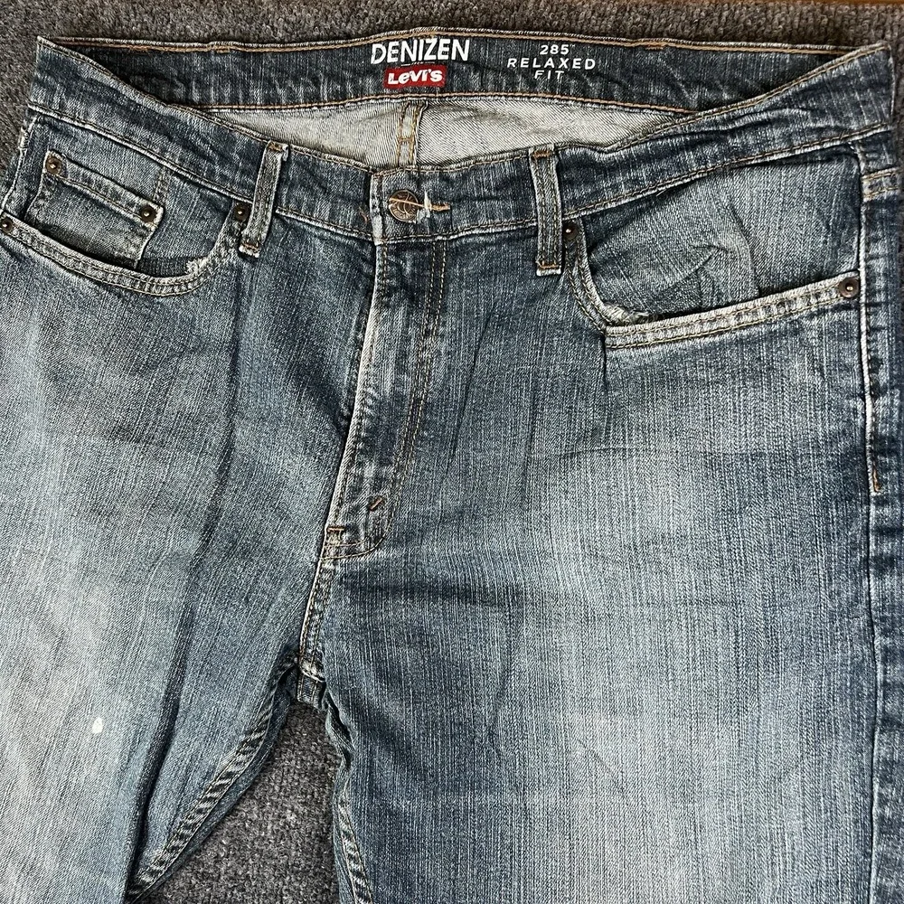 Levi's Denizen 236 Relaxed‎ Straight Jeans Blue Faded Distressed 38x29 READ